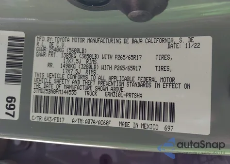 2023 Toyota Tacoma Trd Sport из США, поврежденный, VIN 3TMDZ5BN0PM144555